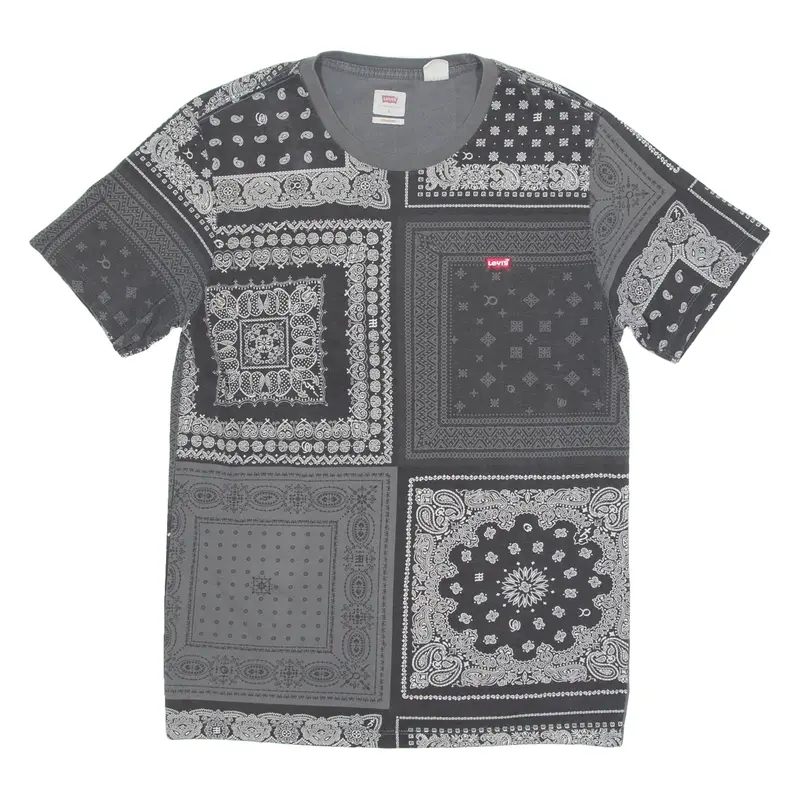 LEVI'S Bandanna Mens T-Shirt Grey Crew Neck S