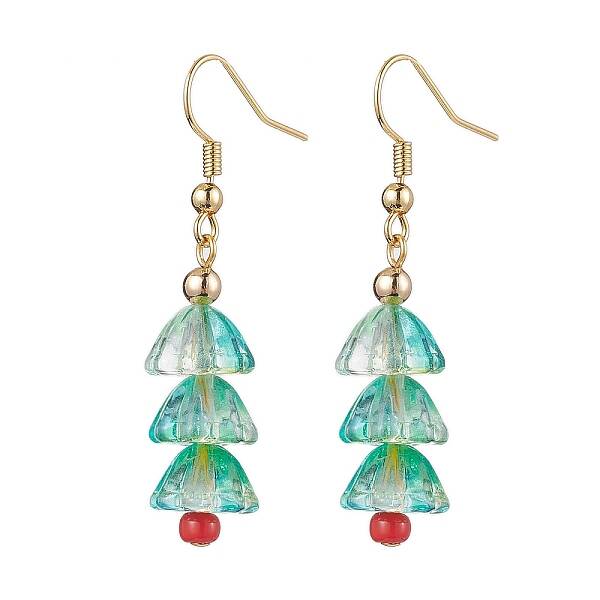Christmas Tree Glass Dangle Earrings