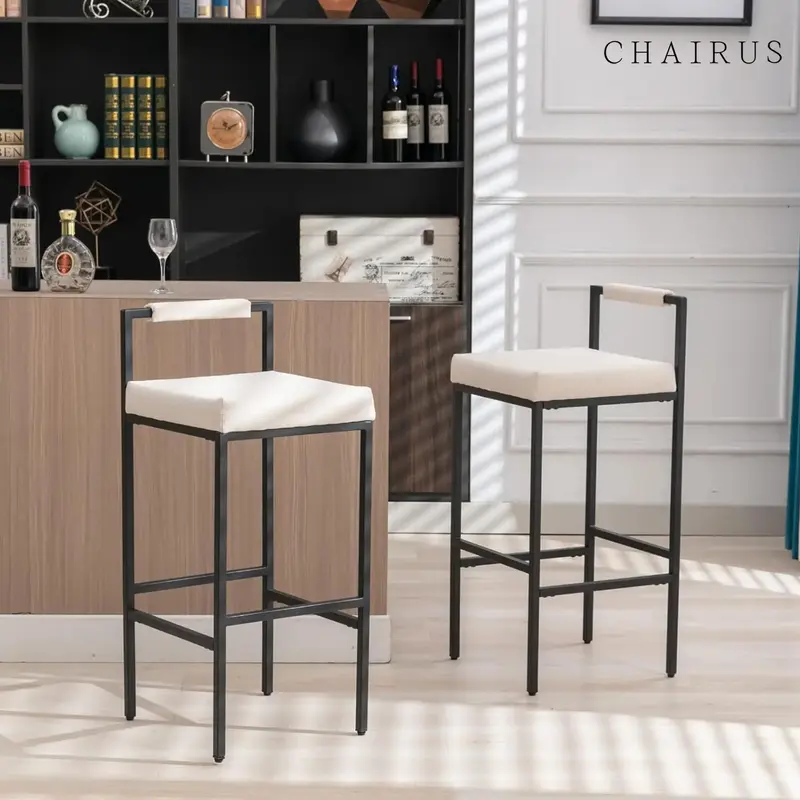 CHAIRUS 26.5 Inch Counter Height Bar Stools Set of 2,Modern Stool Bar Chairs with Footrest,Armless Counter Stool With Black M...