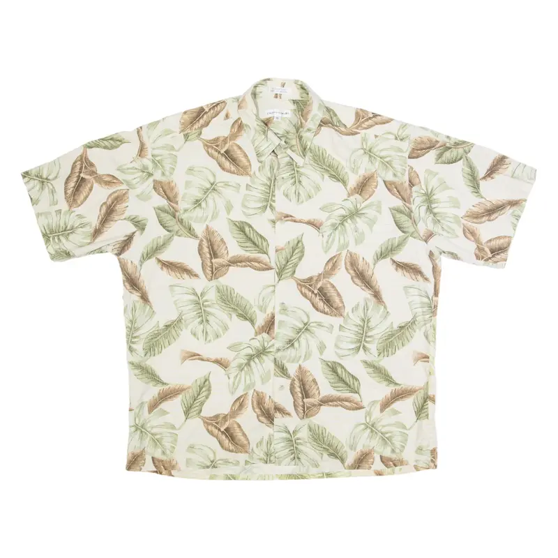 PIERRE CARDIN Mens Hawaiian Shirt Beige Floral XL