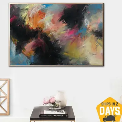 Extra Large Abstract Colorful Paintings On Canvas Original Vivid Art Textured Wall Art Abstract Fine Art | PEAL OF SHADOW 34&...