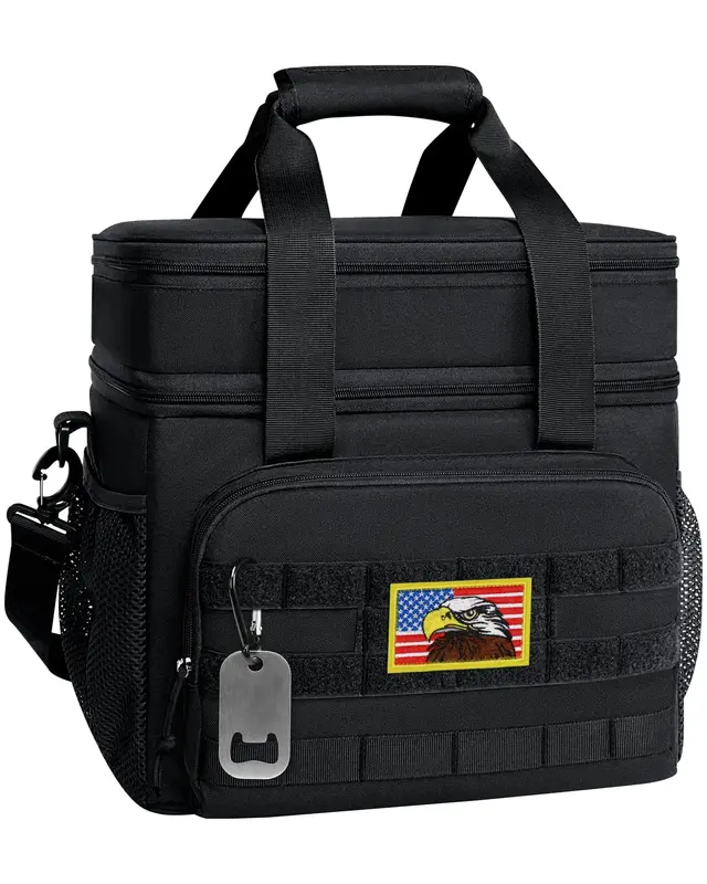 Double Deck Expandable Lunch Bag for Men, 25L Reusable Lunch Box for Office Picnic Hiking Beach, Insulated Cooler Tote Bag fo...