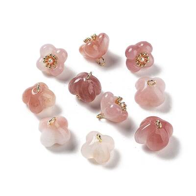 Natural Agate Flower Charms