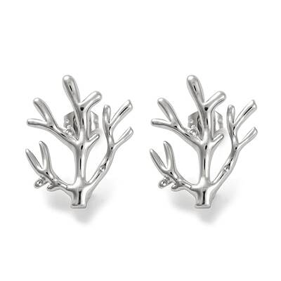 304 Stainless Steel Tree Branch Stud Earrings