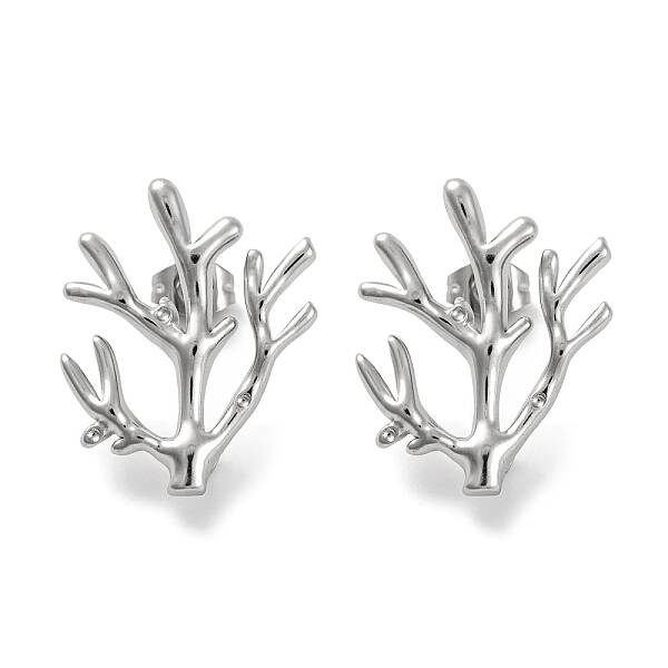 304 Stainless Steel Tree Branch Stud Earrings