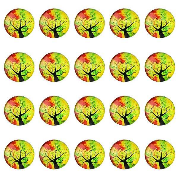 Half Round/Dome Tree Pattern Glass Flatback Cabochons for DIY Projects