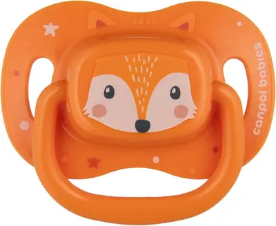 Canpol babies Cute Animals 6-18m Orange Pacifier 1pc