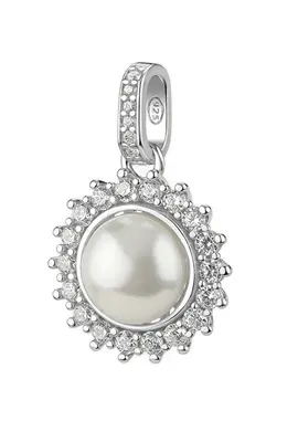 Brosway Fancy Infinite White Faux Pearl Sparkling Silver Pendant FIW133
