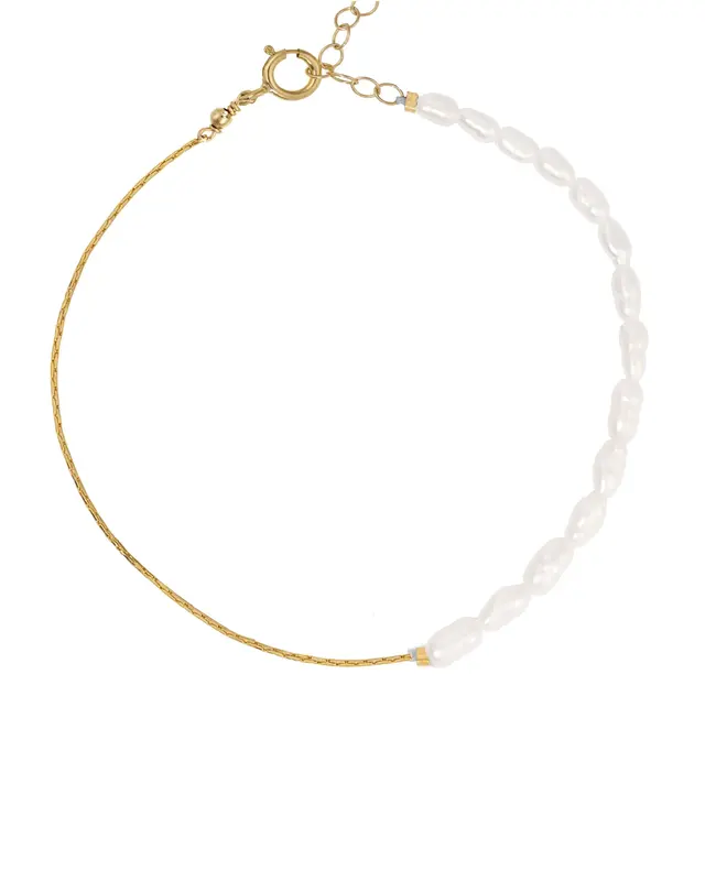 Ardella Gemstone Bracelet | Metal Color: Gold | Gemstone: Freshwater Pearl | Length: Adjustable 6 - 7 inches