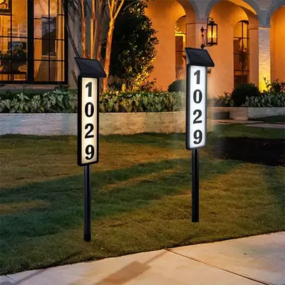 Solar Powered House Address Number Sign Light, LED Outdoor Address Plaque Light, Outdoor Lighting for Home Yard Garden House,...