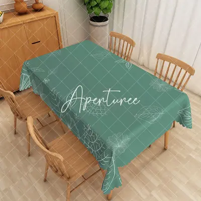 Aperturee Dark Green Simple Drawing Rectangular Tablecloth, 52 x 70 inch, 30.82 USD, rectangle tablecloths, ZWH01880-A