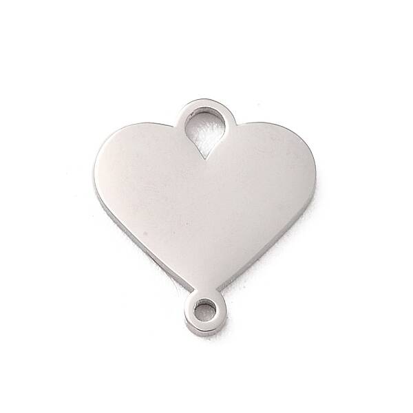 Non-Tarnish 304 Stainless Steel Heart Connector Charms