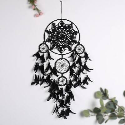 Iron Woven Web/Net with Feather Pendant Decorations