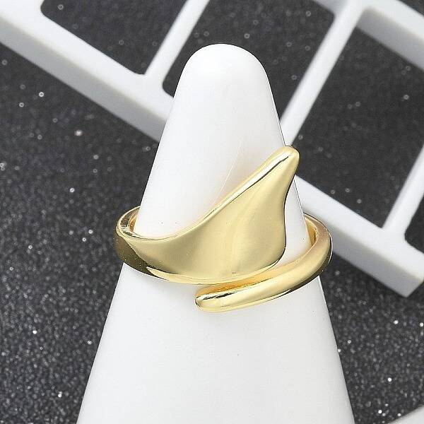 Rack Plating Brass Open Cuff Finger Rings for Women