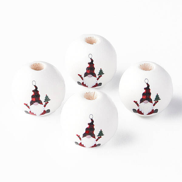 Painted Natural Wood Round Beads