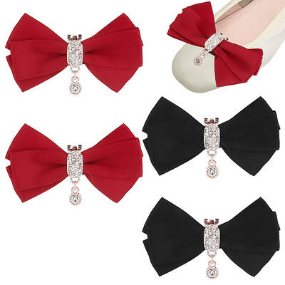 2 Pairs 2 Colors Bowknot Polyester Shoe Decorations