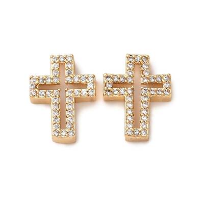 Brass Micro Pave Clear Cubic Zirconia Charms