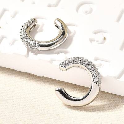 Cubic Zirconia C-Shaped Cuff Earrings