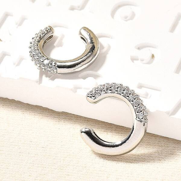 Cubic Zirconia C-Shaped Cuff Earrings