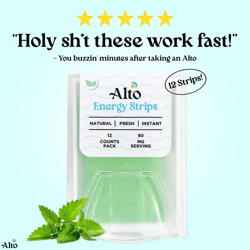 Instant Energy Strips with 80 mg Natural Caffeine per Serving | 10X Faster Absorption | 12 Deliciously Minty Strips ≈ 12 En...