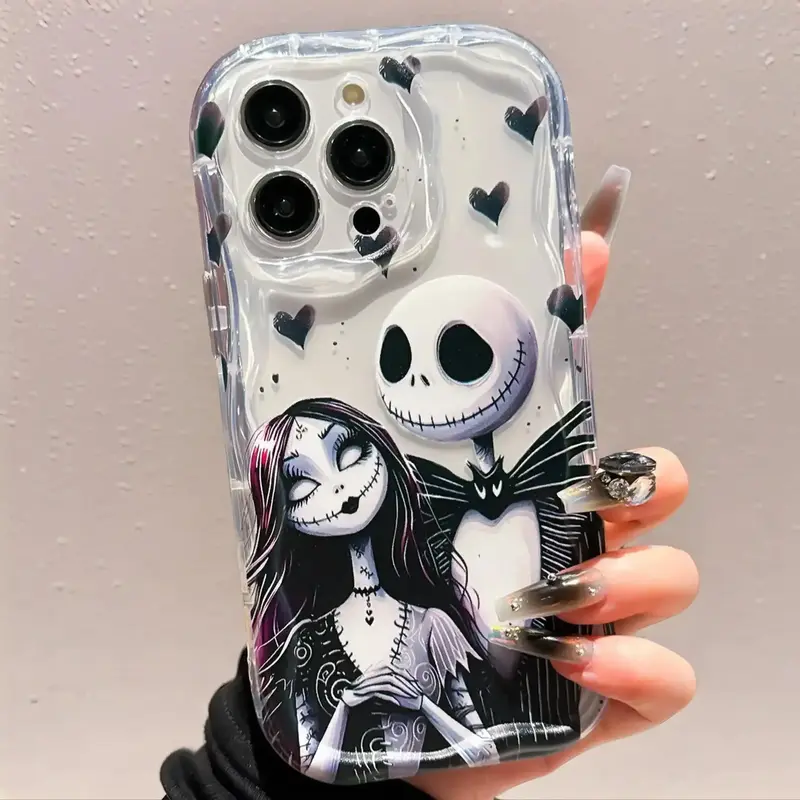 Halloween Horror Skull & Girl Pattern Clear Phone Case, Anti-drop Cellphone Protective Case, Shockproof Mobile Phone Cover fo...