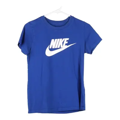 Nike Spellout T-Shirt - Small Blue Cotton