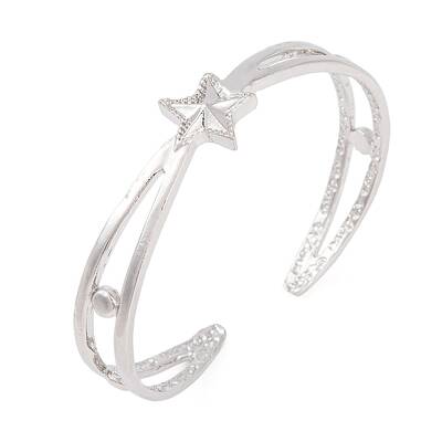 Star Zinc Alloy Hollow Open Cuff Bangles for Women