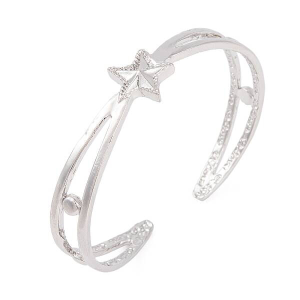 Star Zinc Alloy Hollow Open Cuff Bangles for Women