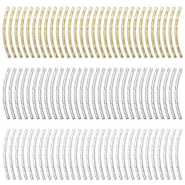 90Pcs 3 Colors Brass Tube Beads