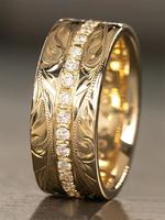 Rhinestone Inlaid Leaf Print Embossed Design Promise Ring for Her, Stylish Simple Design Temperament Engagement Ring, Women A...