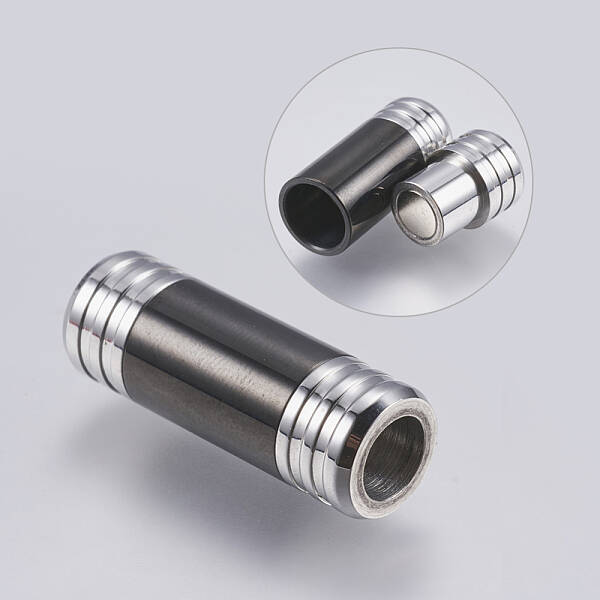 304 Stainless Steel Magnetic Clasps with Glue-in Ends