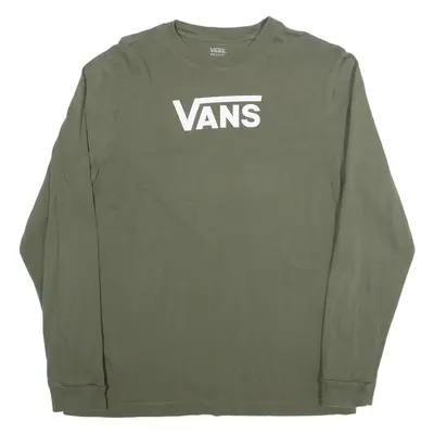VANS Mens T-Shirt Green Long Sleeve M