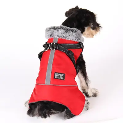 Winter Warm Pet Cloth, Winter Dog Coat, Multi-purpose Windproof Dog Jacket with Strap, Winter Warm Fleeced Lined Dog Coat Do...