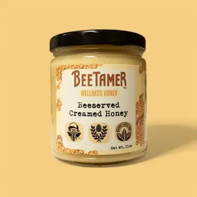BeeTamer's Beeserved – Raw Creamed Honey (Unflavored) 11oz, 100% Raw Honey