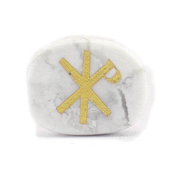 Natural Howlite ChiRho Symbol Healing Chakra Reiki Stone