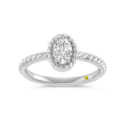 Soleil Lab Grown Solitiare Oval Shaped Diamond Ring | 14K White Gold 2 1/2 CT. TW.
