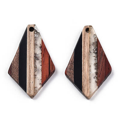 Transparent Resin & Walnut Wood Pendants