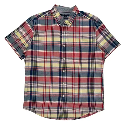 Plaid Tommy Hilfiger Checked Short Sleeve Shirt - Large Multicoloured Cotton