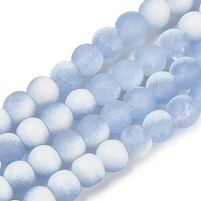 Frosted Crackle Glass Beads Strands