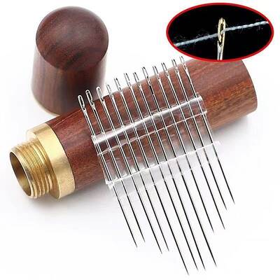 12Pcs Galvanized Iron Self Threading Hand Sewing Needles