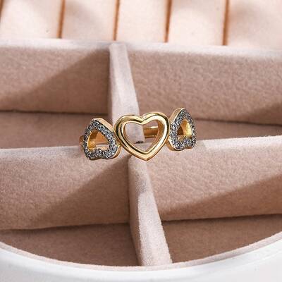 Brass Micro Pave Clear Cubic Zirconia Cuff Finger Rings for Women