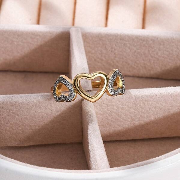 Brass Micro Pave Clear Cubic Zirconia Cuff Finger Rings for Women