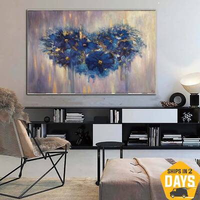 Large Abstract Flowers Painting on Canvas Original Heart Wall Art Heavy Textured Art Modern Oil Painting for Staircase Wall D...