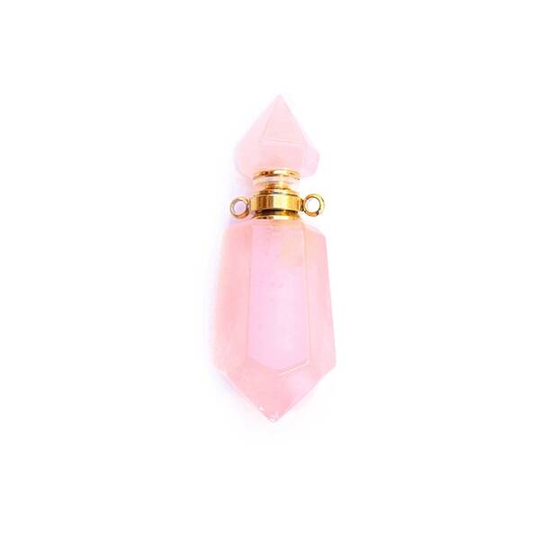 Natural Rose Quartz Perfume Bottle Pendants