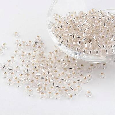 6/0 Round Silver Lined Round Hole Glass Seed Beads