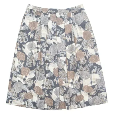 Womens A-Line Skirt Brown Midi Floral M