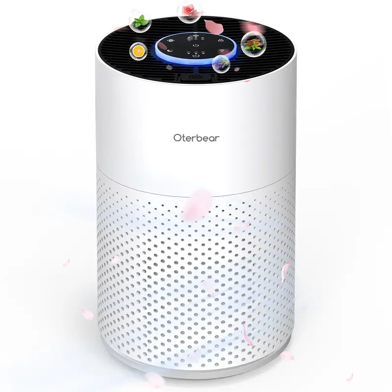 Compact Home Bedroom Air Purifier, Oterbear Air Purifier with H14 True HEPA 3-in-1 Filter, Sleep Mode and Fragrance Function,...
