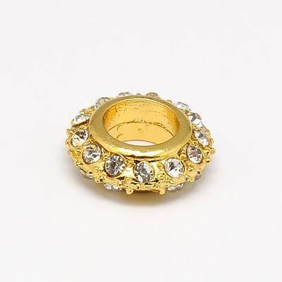 Big Hole Zinc Alloy Pave Grade A Crystal Rhinestone Rondelle Beads