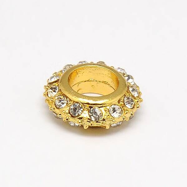 Big Hole Zinc Alloy Pave Grade A Crystal Rhinestone Rondelle Beads