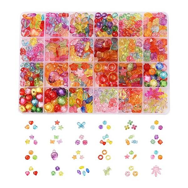 476Pcs 24 Style Transparent Acrylic Beads